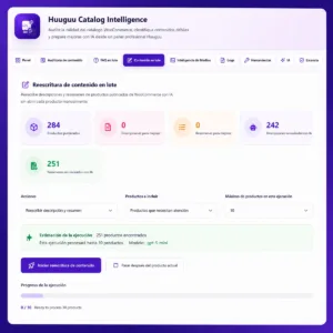 imagen huuguu catalog intelligence pantalla contenido lote