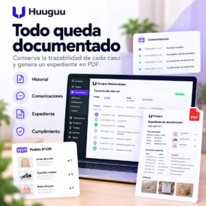 Historial, comunicaciones y expediente PDF con Huuguu Desistimientos