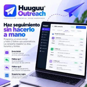 Envío inicial y follow-ups automáticos con Huuguu Outreach para WordPress