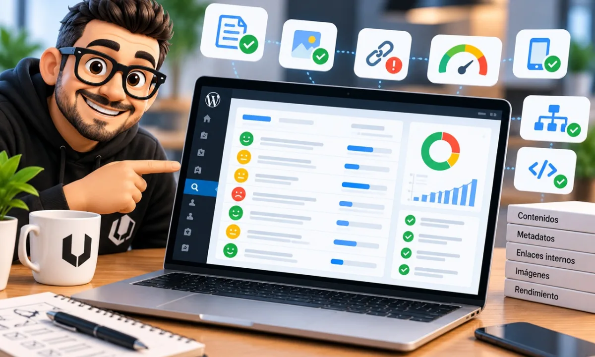 Editor de títulos SEO y metadescripciones en WordPress con vista previa de los resultados de búsqueda de Google.